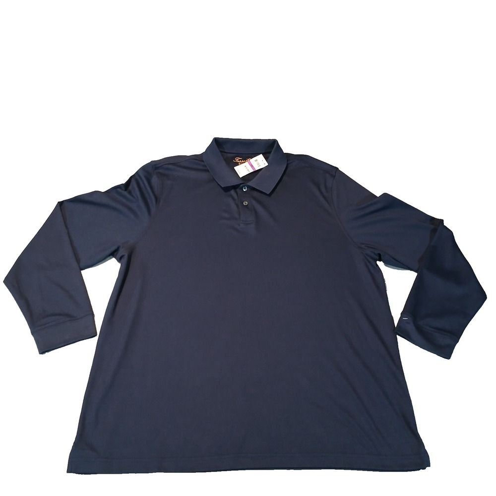 NWOT Tasso Elba Men's Polo Shirt Long Sleeve Solid Navy‎ Size XXL Supima Cotton